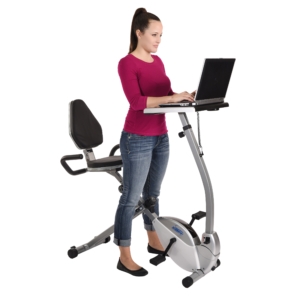 WEB2HGH15-0321A.3 Stamina 2-in-1 Recumbent Exercise Bike Workstation and Standing Desk
