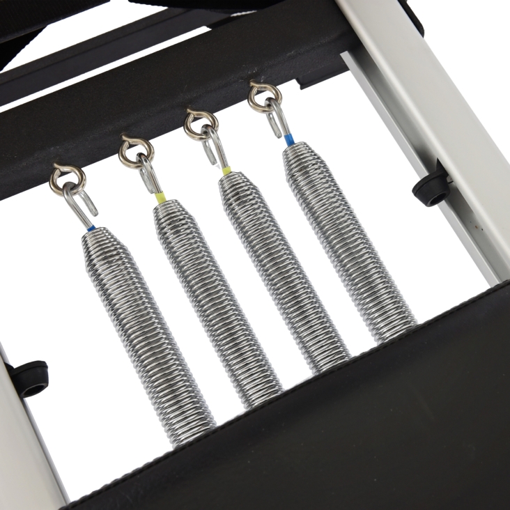 AeroPilates Pro Series Reformer 565 Adjustable resistance with 4 heavy-duty springs.