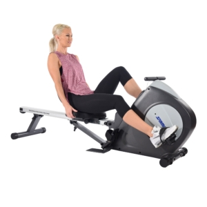 WEB2HGH15-9011.9 Woman cycling on Stamina Conversion II Recumbent Bike/Rower